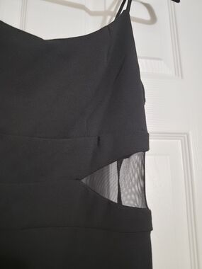 Sm Black Spaghetti-Strap Dress with Mesh Side Panels